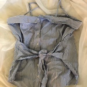 Blue and White Striped Tie in the Front Tank